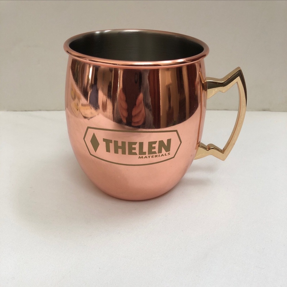 Thelen Moscow Mule Mug Cup Cocktail Copper Color Handle Advertisement